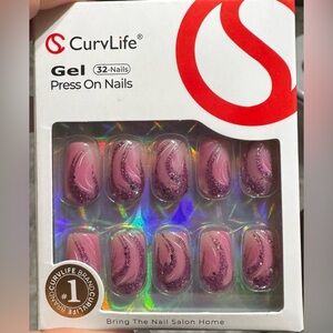 NEW! Curvlife Gel Glitter Square Press-On Nails